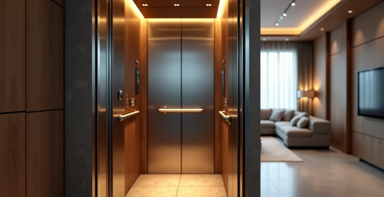 Ascenseur privatif au design contemporain parfaitement intégré dans un intérieur élégant